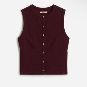 NWT Madewell Split-Crewneck Cardigan Tank in Dark Burgundy - Size Medium